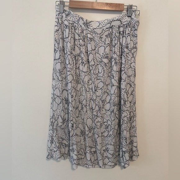 VTG 80s Floral Polka Dot Abstract Pleated Midi Skirt Sz. 12 Rayon Cottagecore - Picture 1 of 9